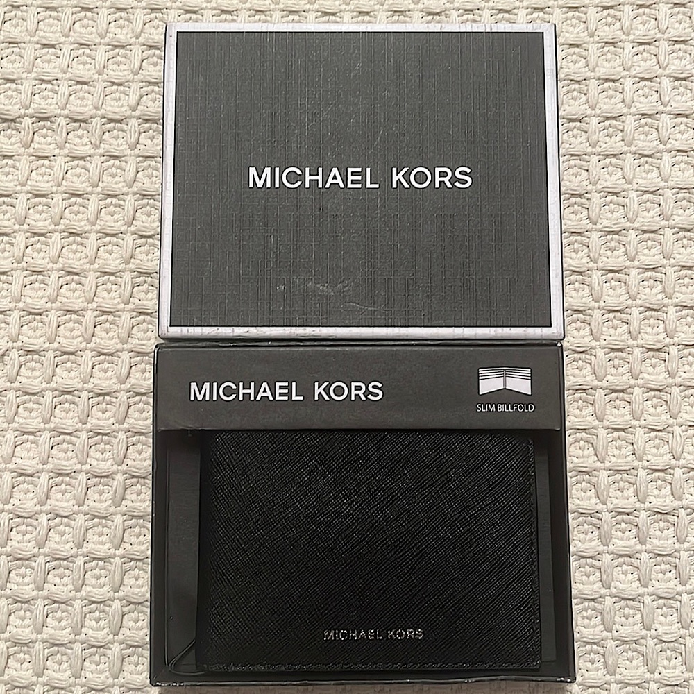 Michael Kors Men’s Crossgrain Leather Slim Billfold Wallet. New.